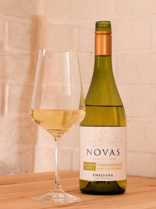 Emiliana Novas Organic Sauvignon Blanc White Wine From Chile In A Glass