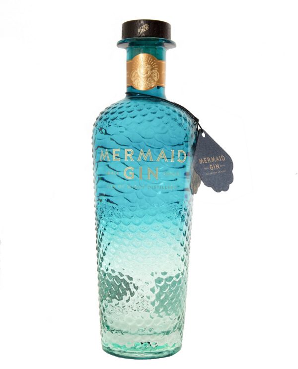 Front Label Of Mermaid Gin Bottle Blue Ombre Colour