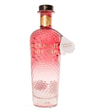 Front Label of Mermaid Pink Gin Bottle Pink Ombre Colour