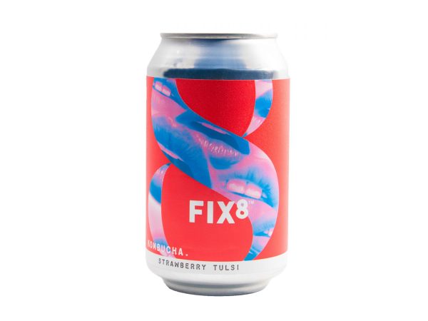 Fix8 Strawberry Tulsi Kombucha In A Can Front Label