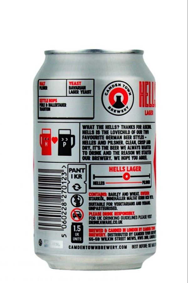 Camden Town Hells Lager In A Can Back Label