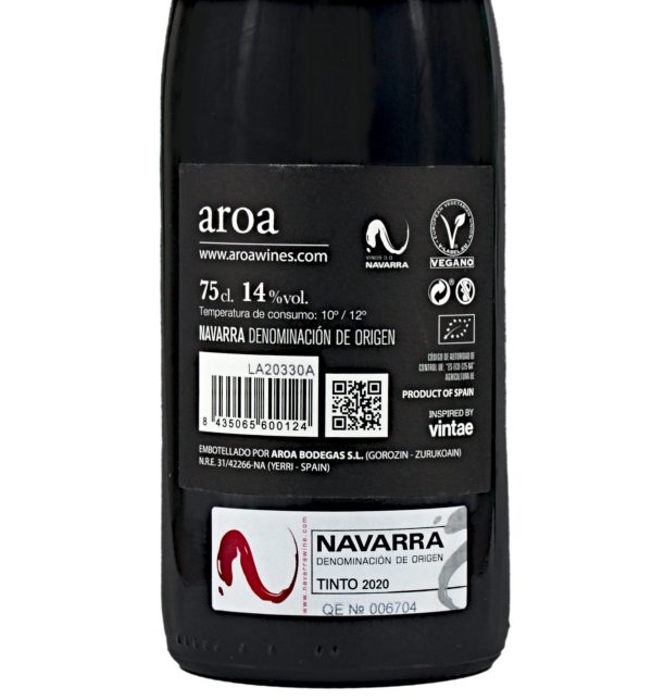 Bodegas Aroa Garnacha Red Wine Back Label